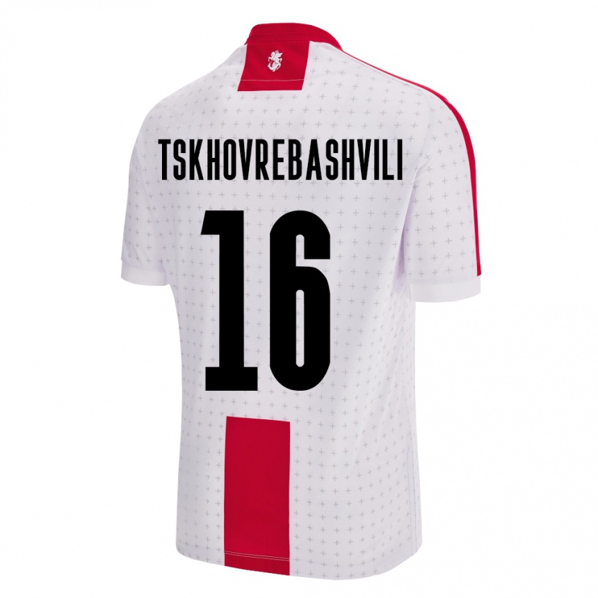 キッズフットボールジョージアNikoloz Tskhovrebashvili#16白ホームシャツ24-26ジャージーユニフォーム