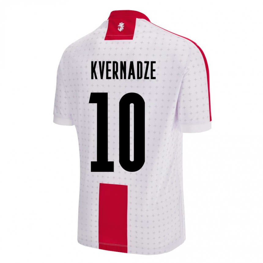 キッズフットボールジョージアジョルジ・クヴェルナーゼ#10白ホームシャツ24-26ジャージーユニフォーム
