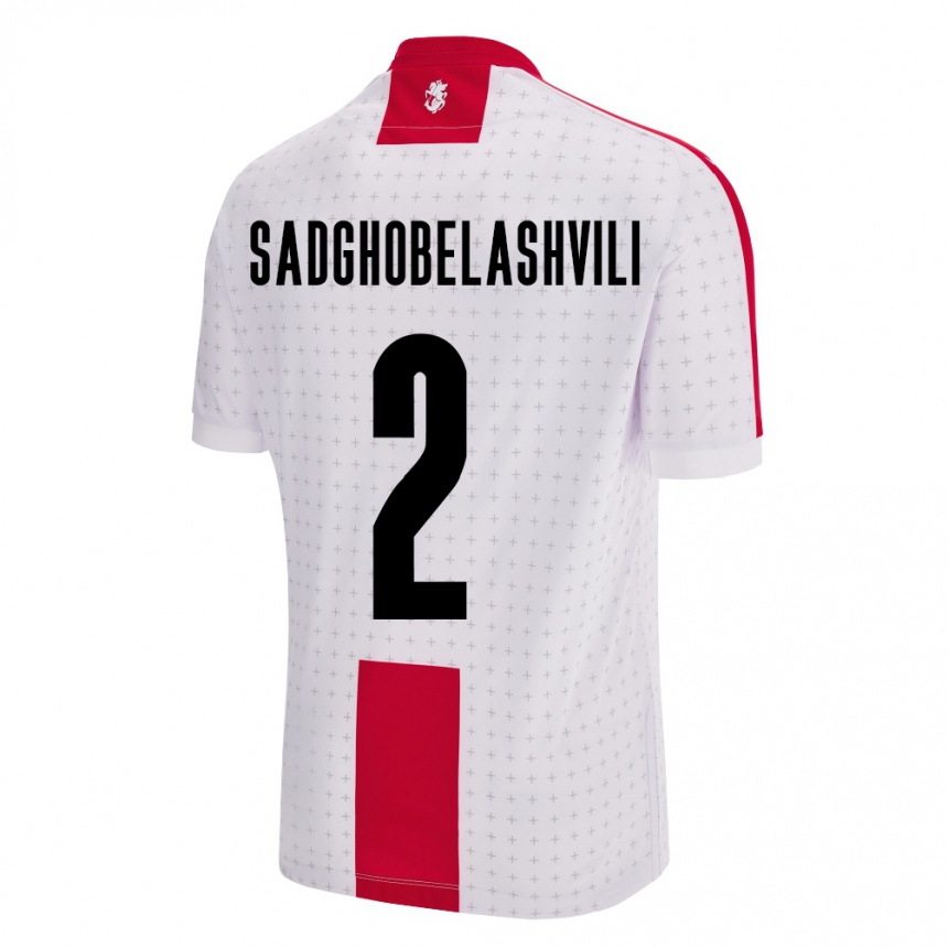 キッズフットボールジョージアGela Sadghobelashvili#2白ホームシャツ24-26ジャージーユニフォーム