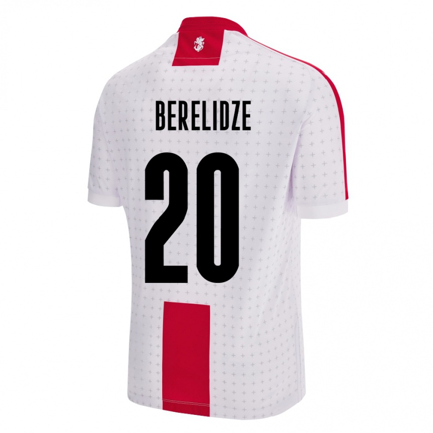 キッズフットボールジョージアTsotne Berelidze#20白ホームシャツ24-26ジャージーユニフォーム