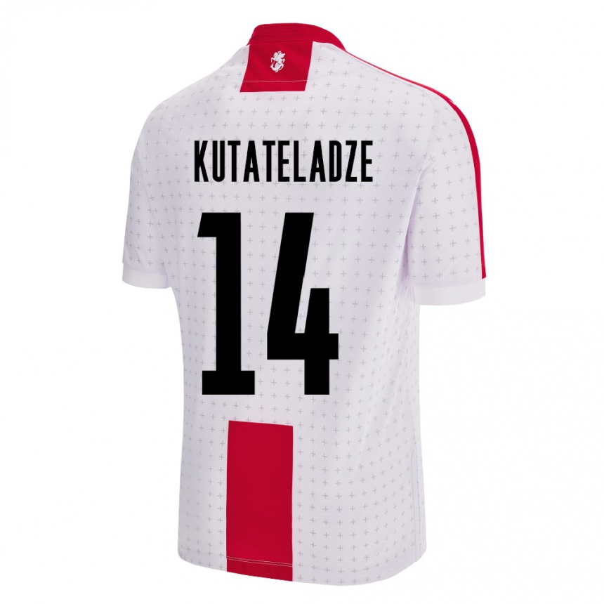 キッズフットボールジョージアAlexandre Kutateladze#14白ホームシャツ24-26ジャージーユニフォーム