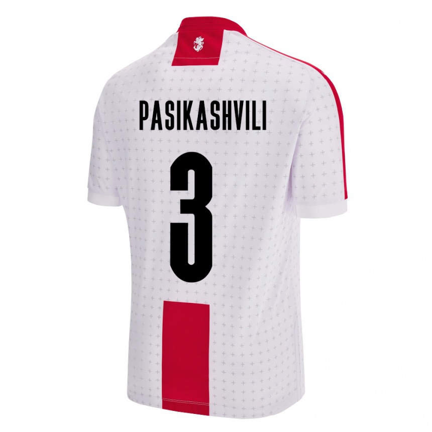 キッズフットボールジョージアNino Pasikashvili#3白ホームシャツ24-26ジャージーユニフォーム