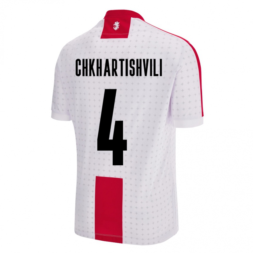 キッズフットボールジョージアNino Chkhartishvili#4白ホームシャツ24-26ジャージーユニフォーム