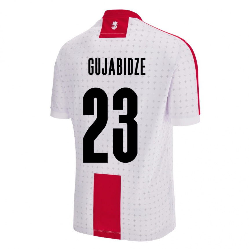 キッズフットボールジョージアNino Gujabidze#23白ホームシャツ24-26ジャージーユニフォーム