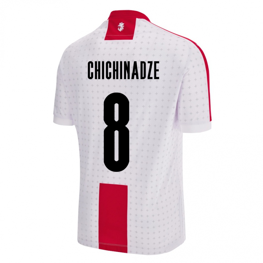 キッズフットボールジョージアLela Chichinadze#8白ホームシャツ24-26ジャージーユニフォーム