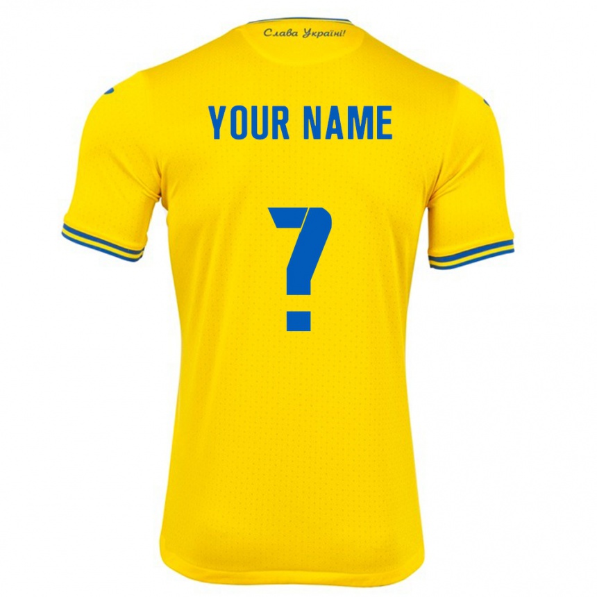 キッズフットボールウクライナあなたの名前#0黄ホームシャツ24-26ジャージーユニフォーム