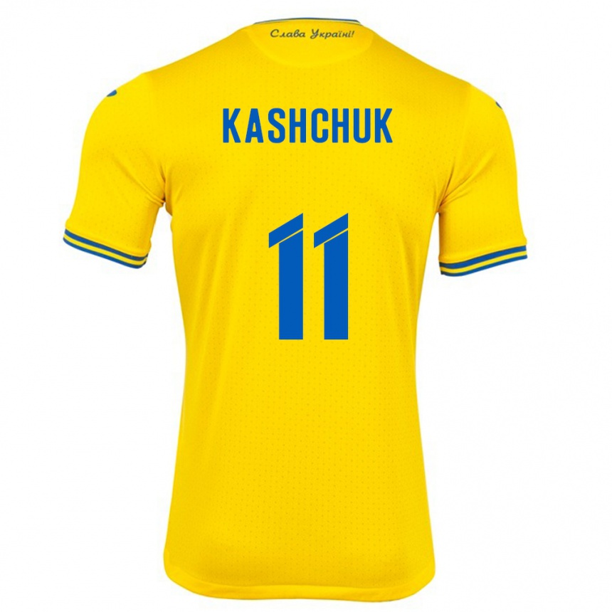 キッズフットボールウクライナオレクセイ・カシュチュク#11黄ホームシャツ24-26ジャージーユニフォーム