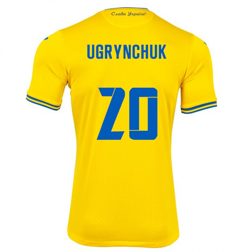 キッズフットボールウクライナArtem Ugrynchuk#20黄ホームシャツ24-26ジャージーユニフォーム