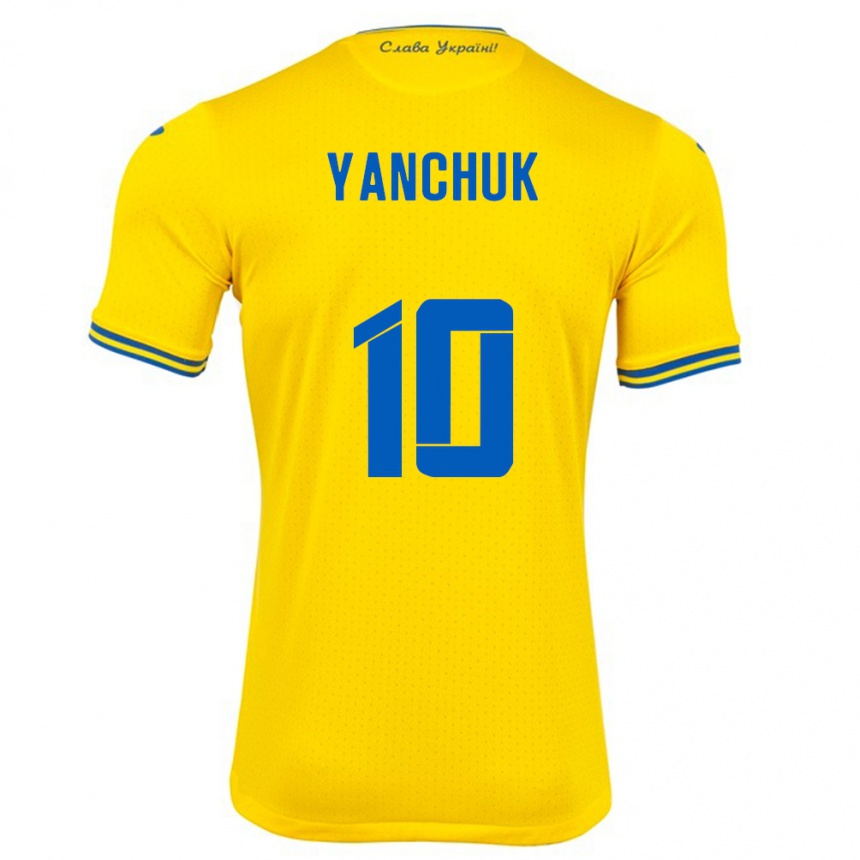 キッズフットボールウクライナPolina Yanchuk#10黄ホームシャツ24-26ジャージーユニフォーム