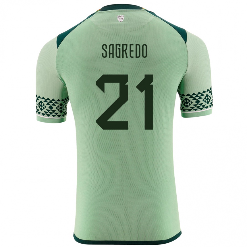 キッズフットボールボリビアホセ・サグレド#21ライトグリーンホームシャツ24-26ジャージーユニフォーム