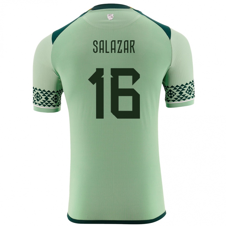 キッズフットボールボリビアMarco Salazar#16ライトグリーンホームシャツ24-26ジャージーユニフォーム