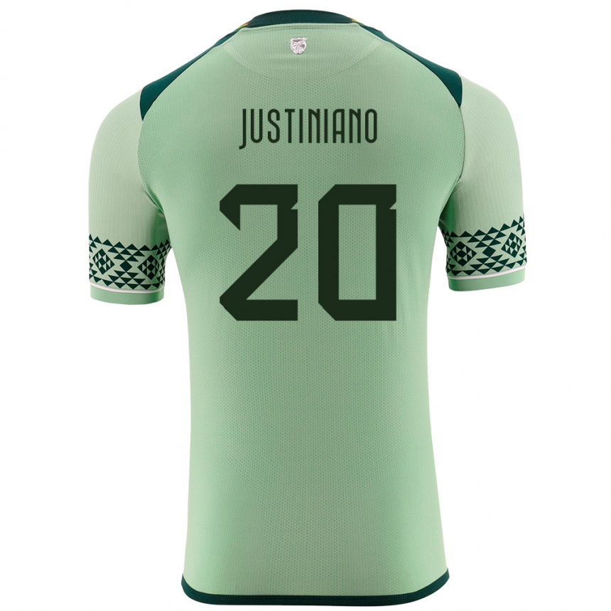 キッズフットボールボリビアLeonardo Justiniano#20ライトグリーンホームシャツ24-26ジャージーユニフォーム