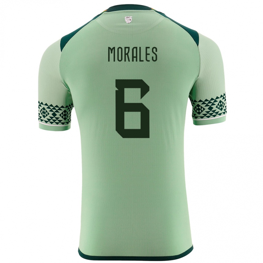キッズフットボールボリビアエフレイン・モラレス#6ライトグリーンホームシャツ24-26ジャージーユニフォーム