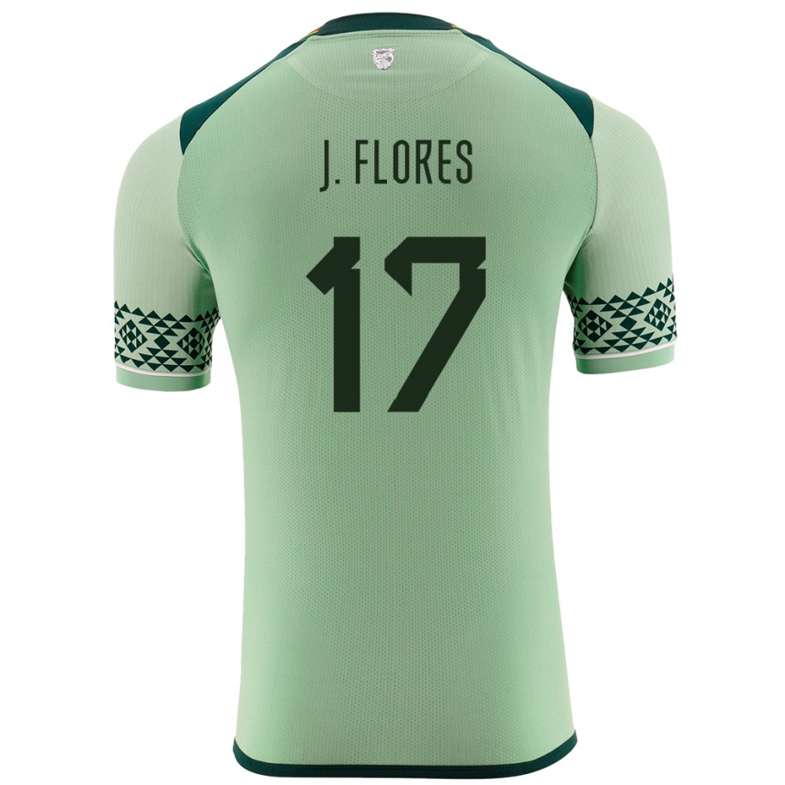 キッズフットボールボリビアJosé Flores#17ライトグリーンホームシャツ24-26ジャージーユニフォーム