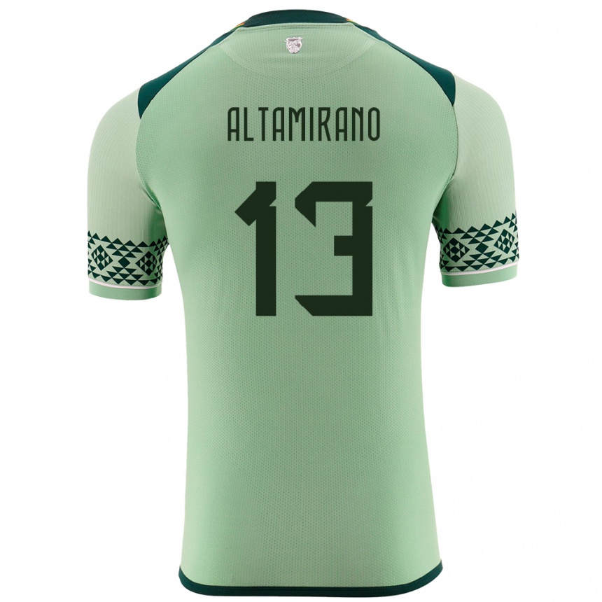 キッズフットボールボリビアSebastian Altamirano#13ライトグリーンホームシャツ24-26ジャージーユニフォーム