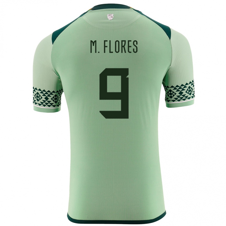 キッズフットボールボリビアMarlene Flores#9ライトグリーンホームシャツ24-26ジャージーユニフォーム