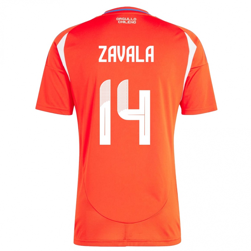 キッズフットボールチリクリスティアン・サバラ#14赤ホームシャツ24-26ジャージーユニフォーム
