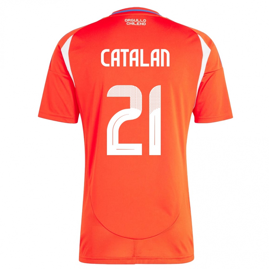 キッズフットボールチリMatías Catalán#21赤ホームシャツ24-26ジャージーユニフォーム