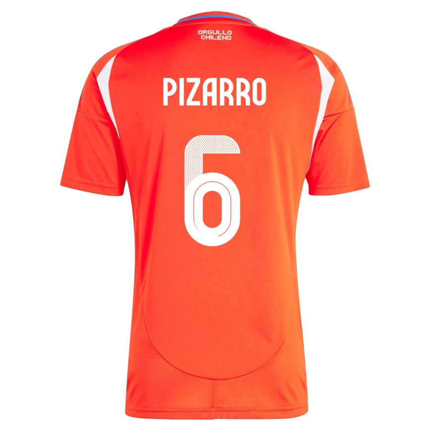 キッズフットボールチリビセンテ・ピサーロ#6赤ホームシャツ24-26ジャージーユニフォーム