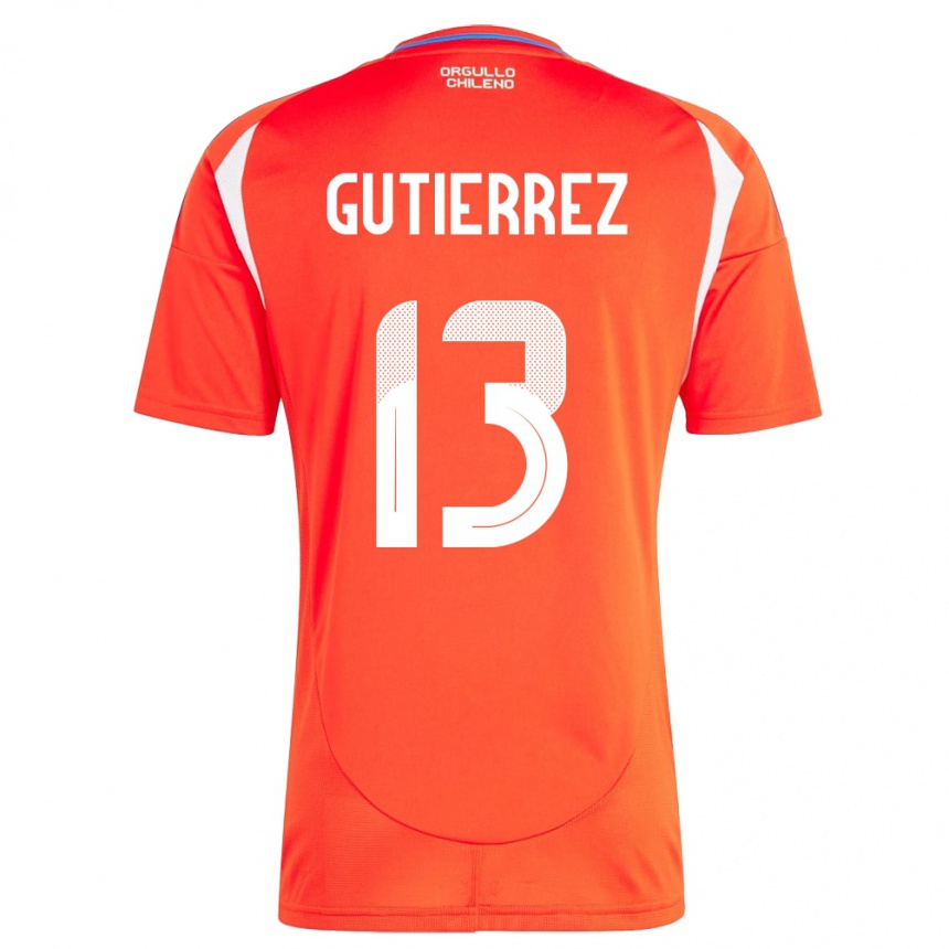 キッズフットボールチリDaniel Gutiérrez#13赤ホームシャツ24-26ジャージーユニフォーム