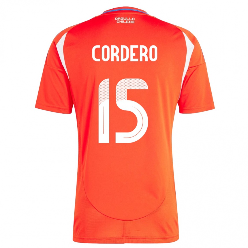 キッズフットボールチリRenato Cordero#15赤ホームシャツ24-26ジャージーユニフォーム