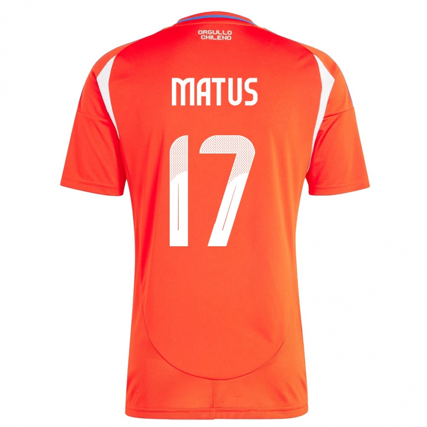 キッズフットボールチリEsteban Matus#17赤ホームシャツ24-26ジャージーユニフォーム