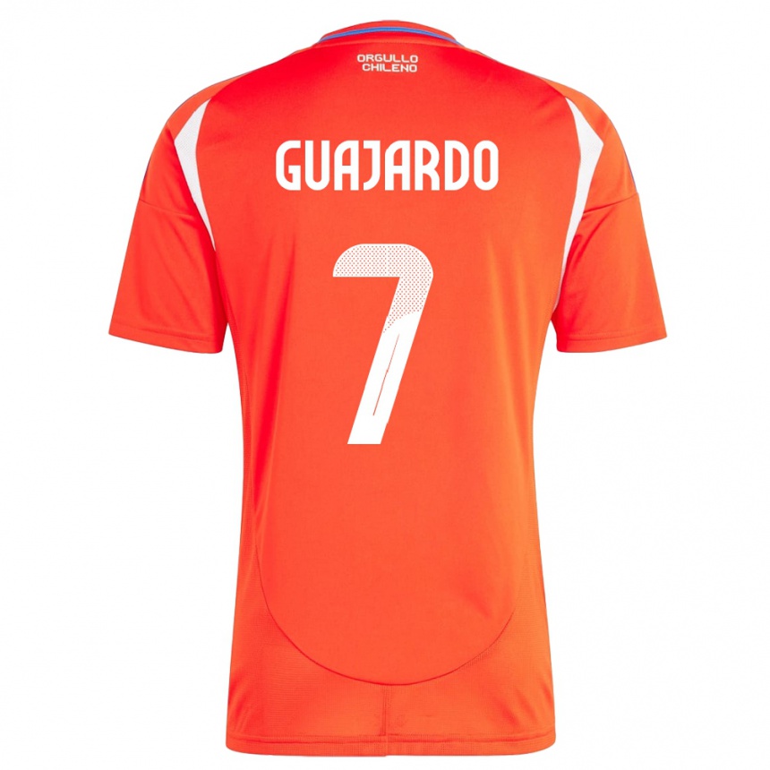 キッズフットボールチリPaolo Guajardo#7赤ホームシャツ24-26ジャージーユニフォーム