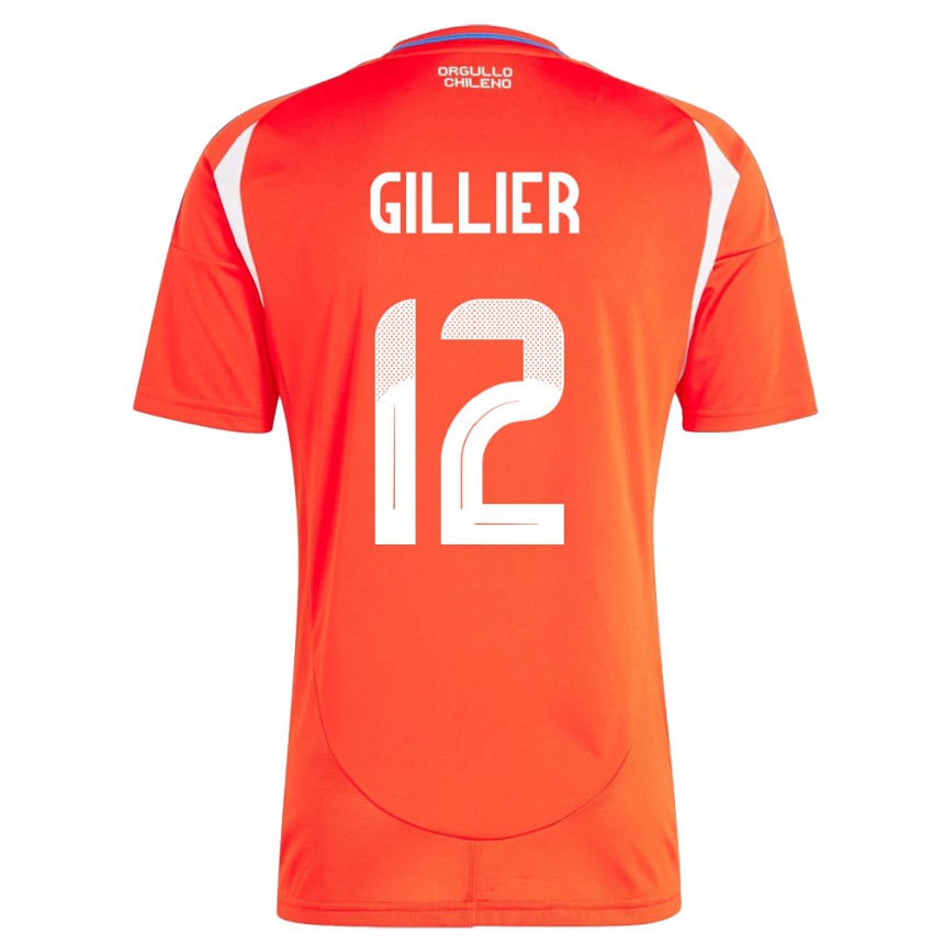 キッズフットボールチリThomas Gillier#12赤ホームシャツ24-26ジャージーユニフォーム