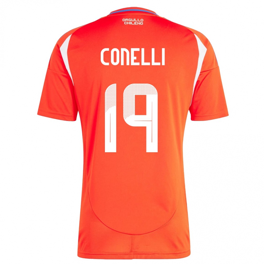 キッズフットボールチリVicente Conelli#19赤ホームシャツ24-26ジャージーユニフォーム