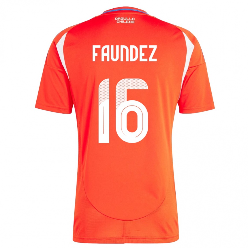 キッズフットボールチリFelipe Faúndez#16赤ホームシャツ24-26ジャージーユニフォーム