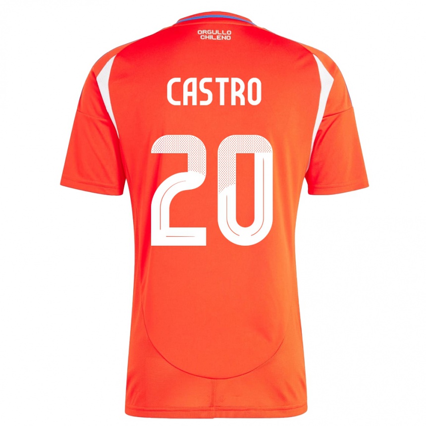 キッズフットボールチリBenjamín Castro#20赤ホームシャツ24-26ジャージーユニフォーム