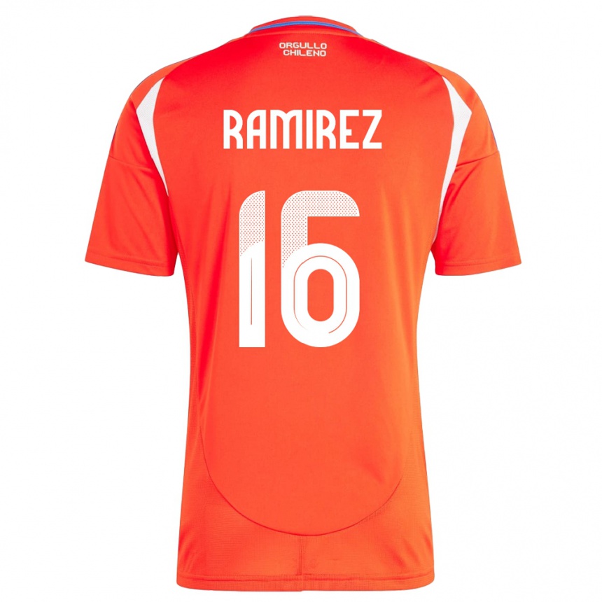 キッズフットボールチリVicente Ramírez#16赤ホームシャツ24-26ジャージーユニフォーム