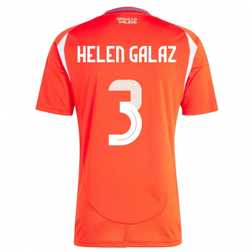 キッズフットボールチリSu Helen Galaz#3赤ホームシャツ24-26ジャージーユニフォーム