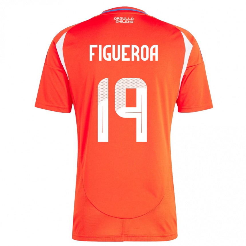 キッズフットボールチリCatalina Figueroa#19赤ホームシャツ24-26ジャージーユニフォーム