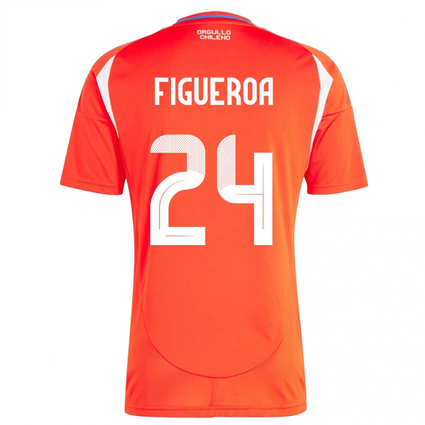 キッズフットボールチリÁmbar Figueroa#24赤ホームシャツ24-26ジャージーユニフォーム