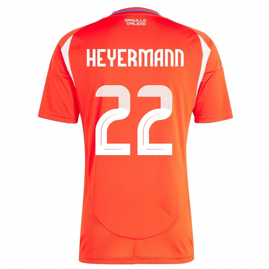 キッズフットボールチリAgustina Heyermann#22赤ホームシャツ24-26ジャージーユニフォーム