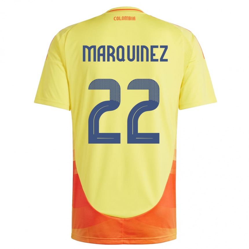 キッズフットボールコロンビアLuis Marquinez#22黄ホームシャツ24-26ジャージーユニフォーム