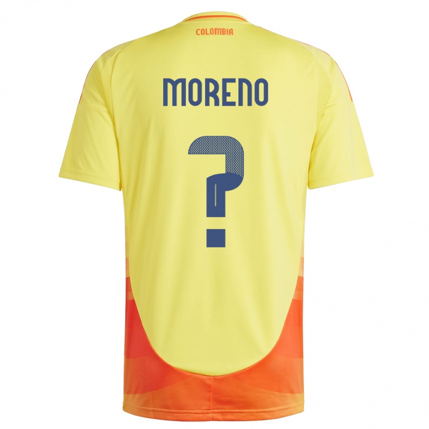 キッズフットボールコロンビアFreilin Moreno#0黄ホームシャツ24-26ジャージーユニフォーム