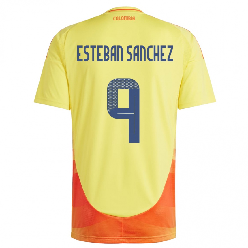 キッズフットボールコロンビアJuan Esteban Sánchez#9黄ホームシャツ24-26ジャージーユニフォーム