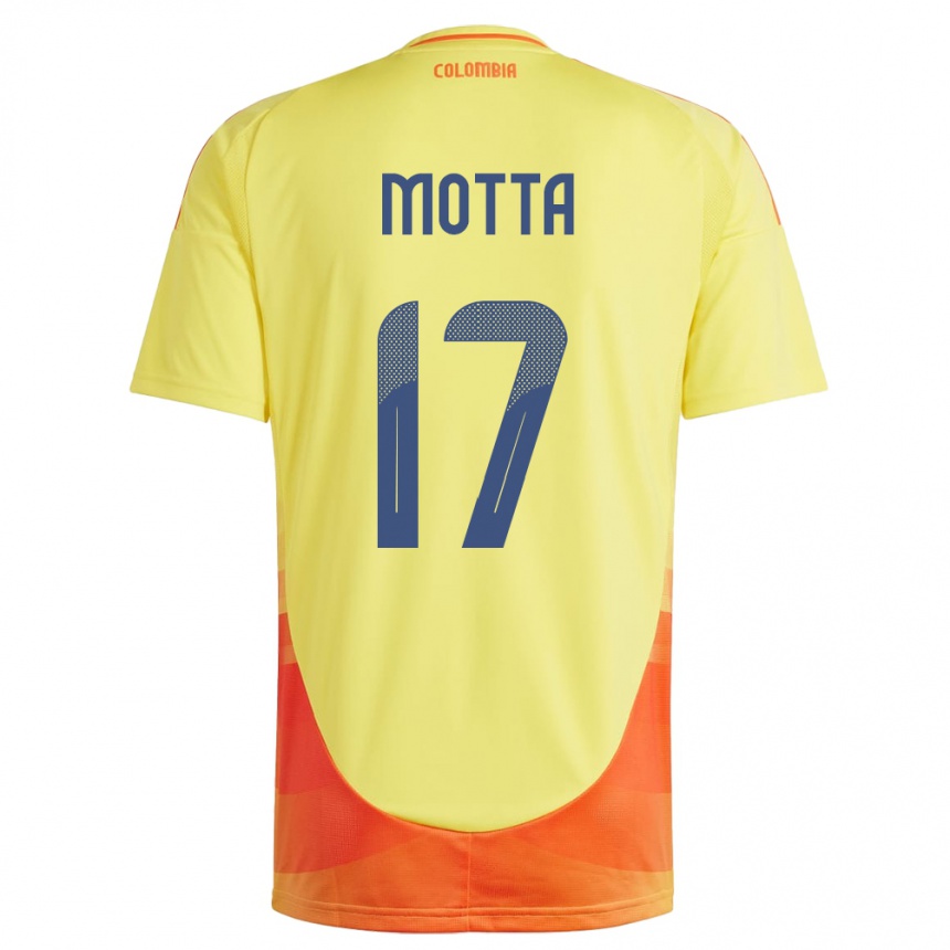 キッズフットボールコロンビアCristina Motta#17黄ホームシャツ24-26ジャージーユニフォーム