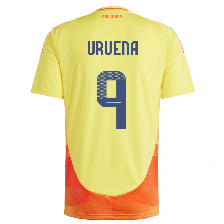 キッズフットボールコロンビアGabriela Urueña#9黄ホームシャツ24-26ジャージーユニフォーム