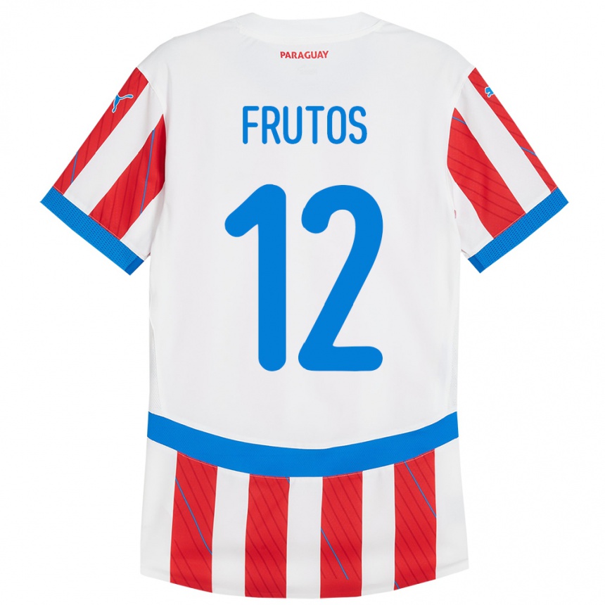 キッズフットボールパラグアイRodrigo Frutos#12赤、白ホームシャツ24-26ジャージーユニフォーム