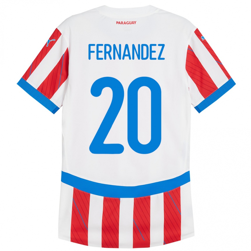 キッズフットボールパラグアイMarcelo Fernández#20赤、白ホームシャツ24-26ジャージーユニフォーム