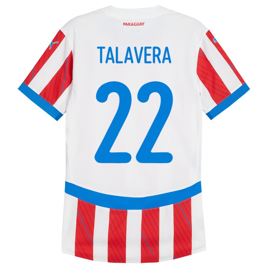 キッズフットボールパラグアイJavier Talavera#22赤、白ホームシャツ24-26ジャージーユニフォーム