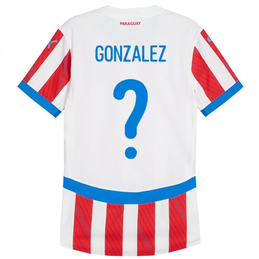 キッズフットボールパラグアイAntonio González#0赤、白ホームシャツ24-26ジャージーユニフォーム