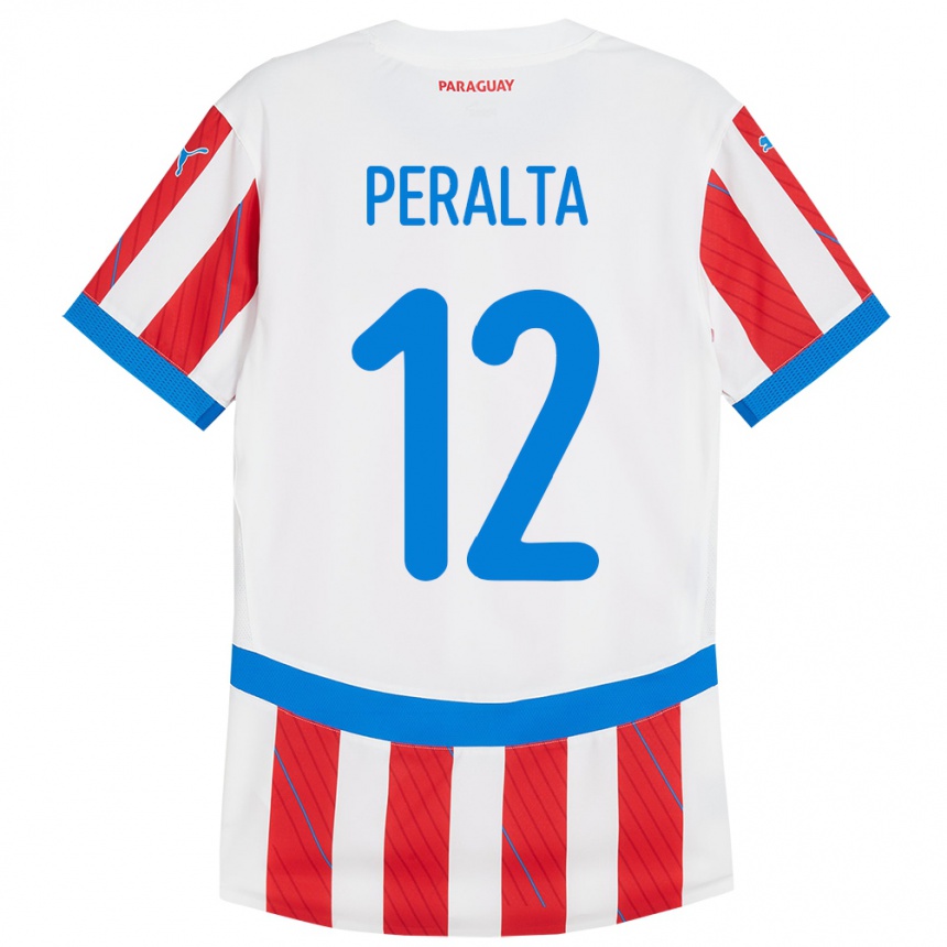 キッズフットボールパラグアイJesús Peralta#12赤、白ホームシャツ24-26ジャージーユニフォーム