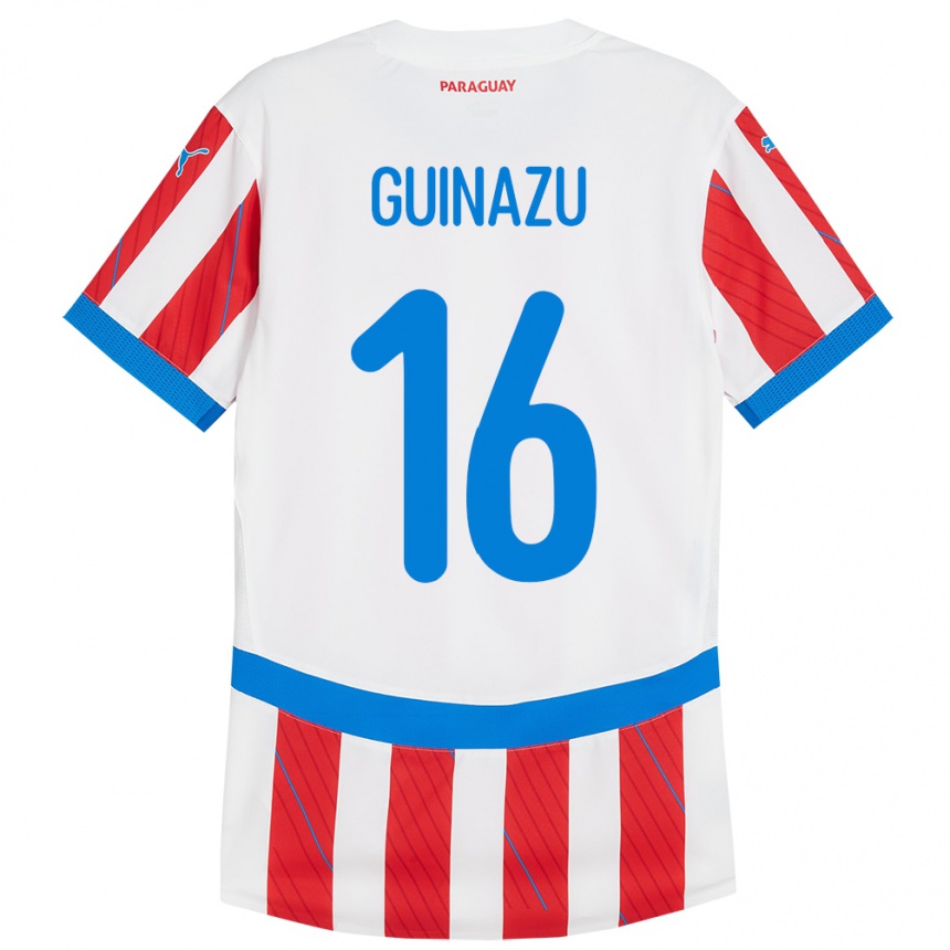 キッズフットボールパラグアイLucas Guiñazú#16赤、白ホームシャツ24-26ジャージーユニフォーム