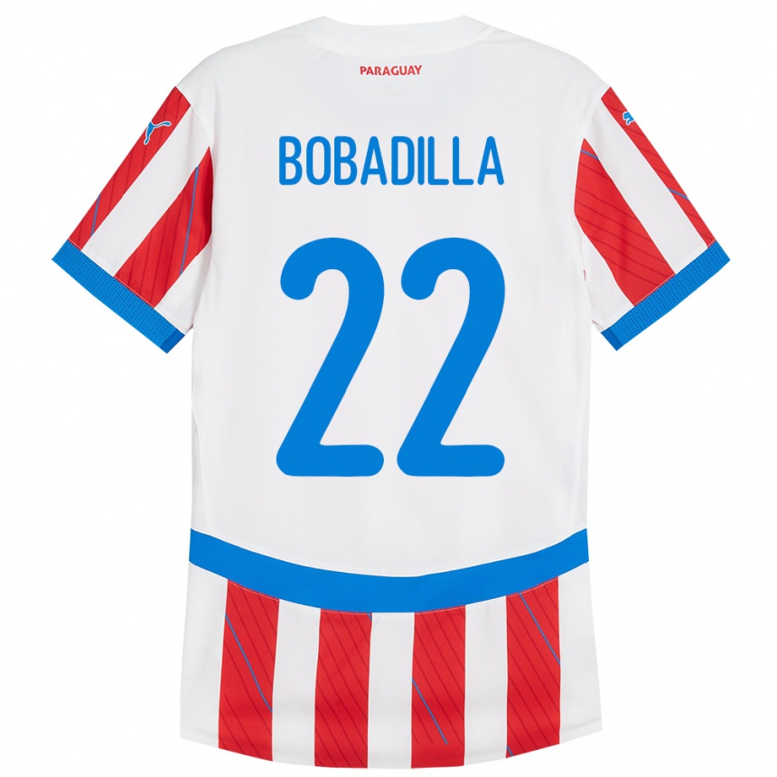 キッズフットボールパラグアイDylan Bobadilla#22赤、白ホームシャツ24-26ジャージーユニフォーム