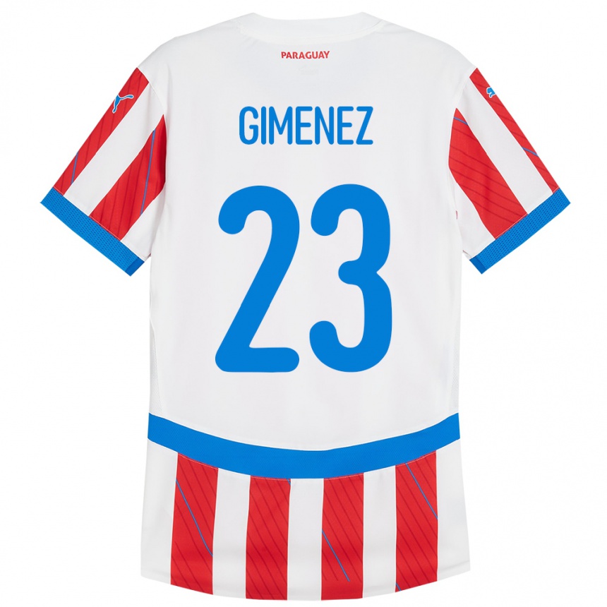 キッズフットボールパラグアイMiguel Giménez#23赤、白ホームシャツ24-26ジャージーユニフォーム