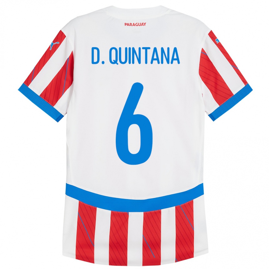 キッズフットボールパラグアイDulce Quintana#6赤、白ホームシャツ24-26ジャージーユニフォーム